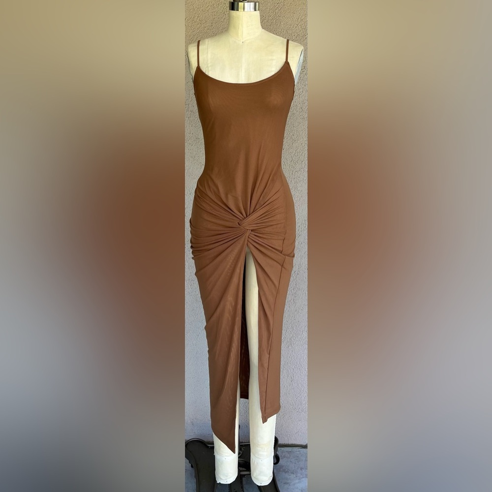 Chic Asymmetrical Brown Dress